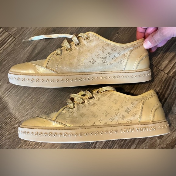 Authentic Louis Vuitton Gold Sneakers. - Picture 2 of 9